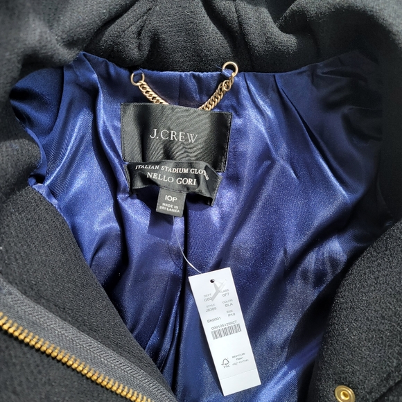 New! J CREW sz 10P 10 Petite Chateau Parka Italian Stadium Wool Black NWT - Picture 2 of 14